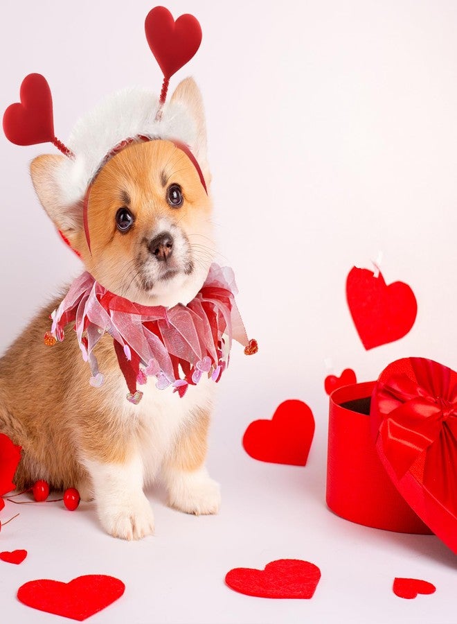 Blinket Dog Outfit, Red Glitter Heart Dog Headband and Tutu Collar Costume Set, Valentine’s Party Accessories for Small Medium Large Dogs Style A - Image 4